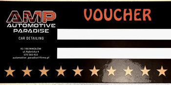 Voucher prezentowy na zakupy w sklepie, oraz usługi w auto spa