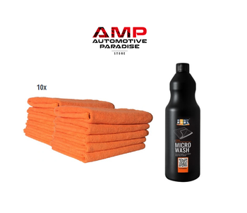 Zestaw mikrofibra 40x40 cm 10 szt. + Płyn do prania mikrofibry ADBL Micro Wash 1l